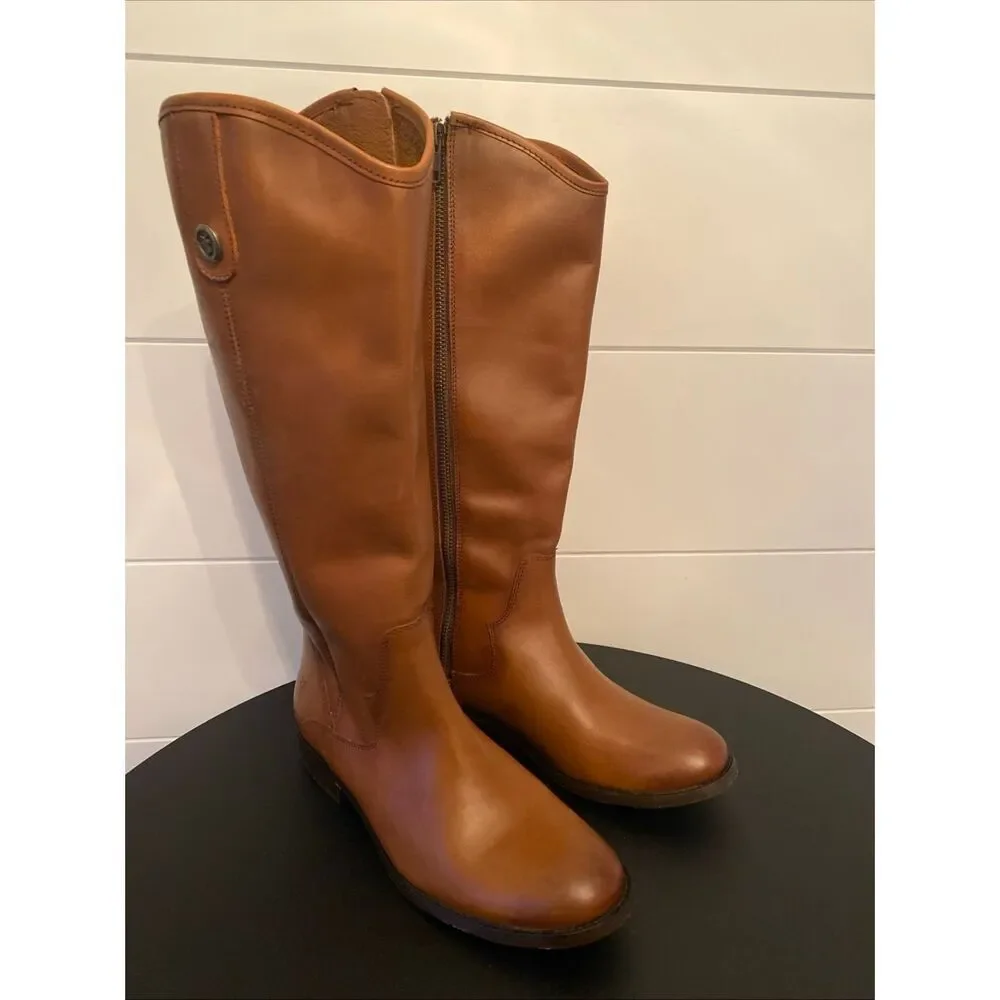 NEW $370 FRYE Marissa Medallion BUTTON MODERNIZIED ZIP BOOT COGNAC 6.5 (ME5) - Picture 1 of 9